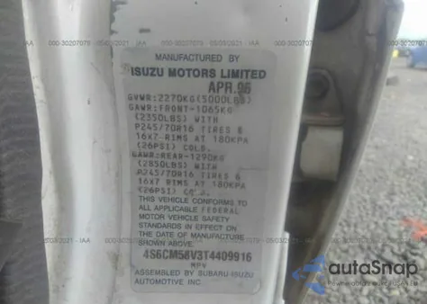 1996 Honda Passport Ex/Lx из США, поврежденный, VIN 4S6CM58V3T4409916